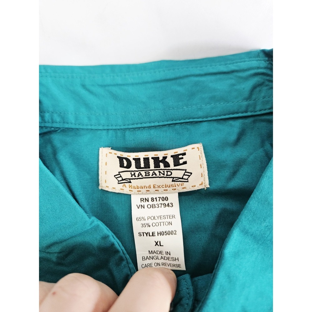 Duke Haband XL Blue/Gray Pearl Snap Button Down Work Shirts Long Sleeve - Picture 3 of 5